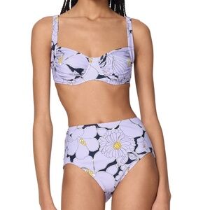 kate spade New York Coastal Garden Shirred Bikini Top + High Waist Bottom NWT